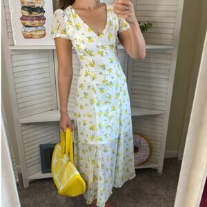 Betsey Johnson yellow floral cottagecore maxi dress